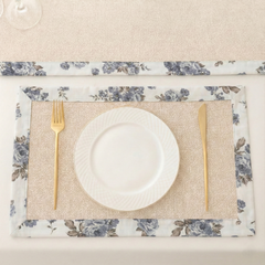 Off white Jute Dinning Set With Printed Border-
