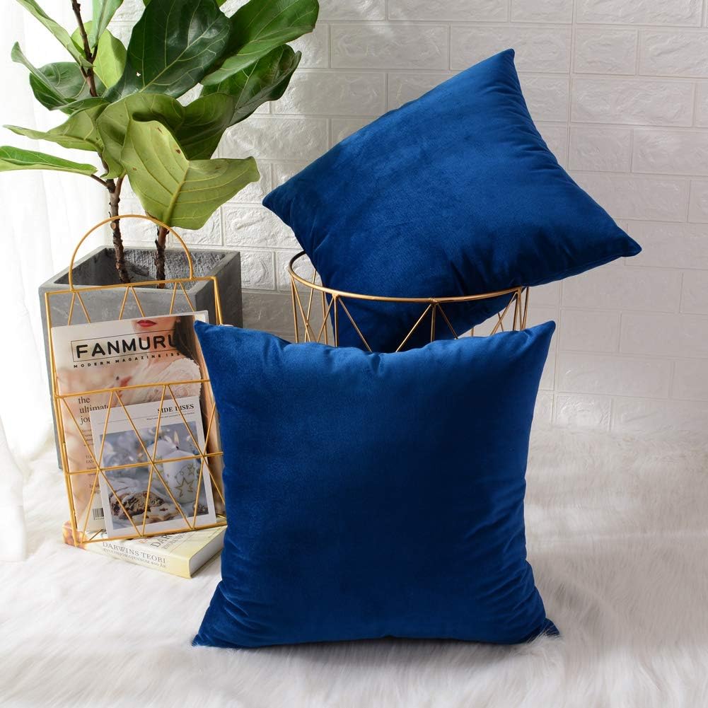 Pack of 2 Velvet Plain Decorative Cushions - 99 Bedding Store