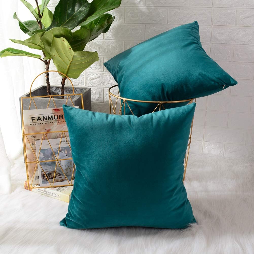 Pack of 2 Velvet Plain Decorative Cushions - 99 Bedding Store