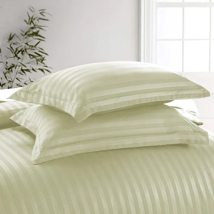 Luxury100% Egyptian Cotton Satin Stripe Duvet Cover Sets Off White - 99 Bedding Store