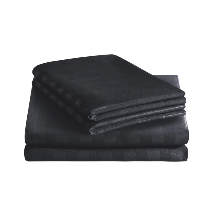 Luxury100% Egyptian Cotton Satin Stripe Duvet Cover Sets Charcoal Grey - 99 Bedding Store