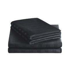 Luxury100% Egyptian Cotton Satin Stripe Duvet Cover Sets Charcoal Grey - 99 Bedding Store