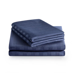 Luxury100% Egyptian Cotton Satin Stripe Duvet Cover Sets Blue - 99 Bedding Store