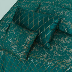 8 Pcs Greek Border Velvet Duvet Cover Set - Embreld Green