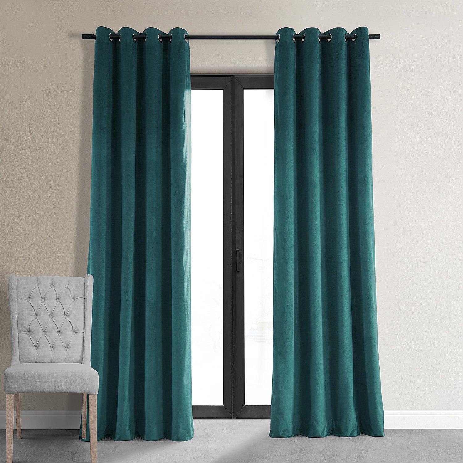 Everglade Teal Premium Quality Velvet Curtain -1 Panel - 99 Bedding Store