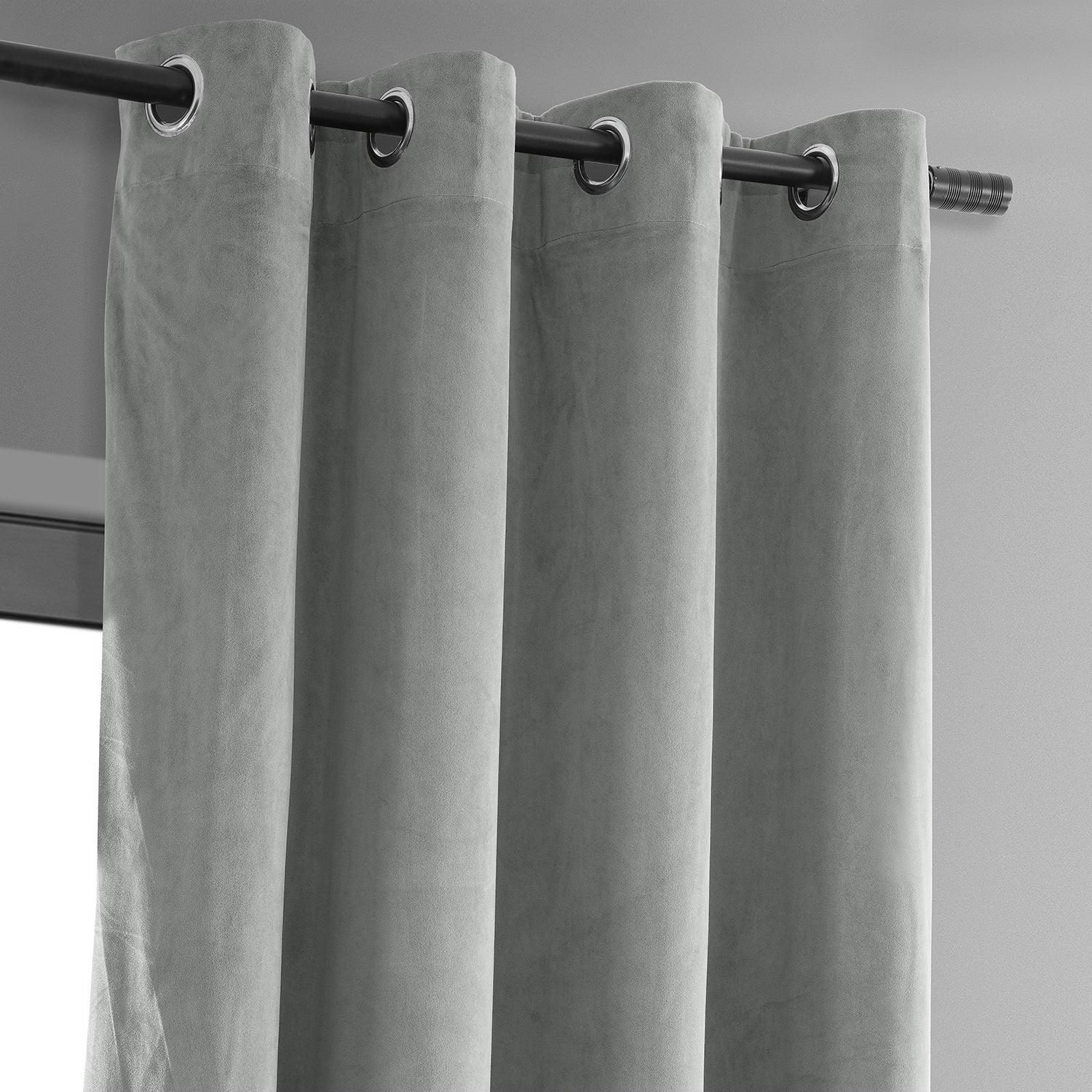 Silver Grey Premium Quality Velvet Curtain -1 Panel - 99 Bedding Store