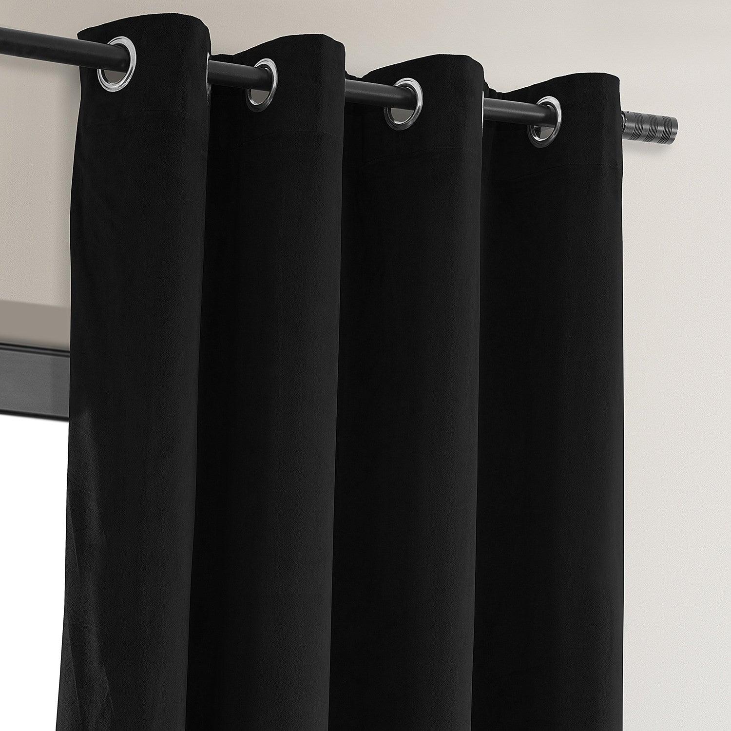 Black Premium Quality Velvet Curtain -1 Panel - 99 Bedding Store