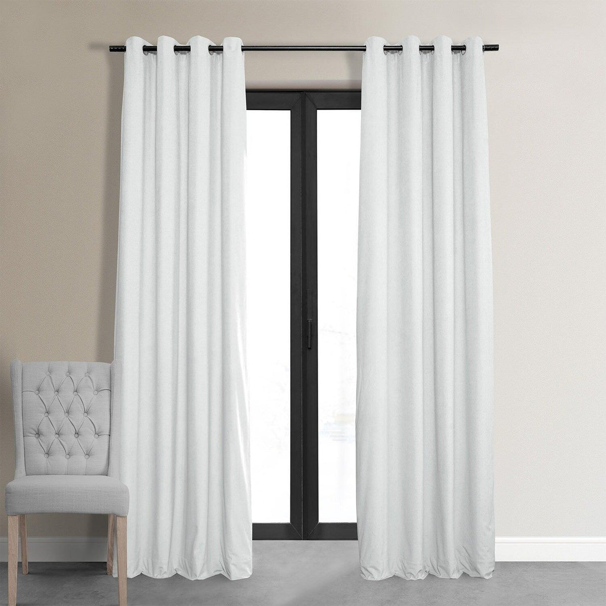 White Premium Quality Velvet Curtain -1 Panel - 99 Bedding Store