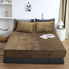 Velvet Fitted Sheet Set - Coffee