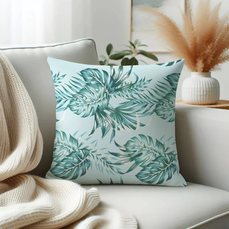Waterproof Printed Cushion Cover Palm Leaves