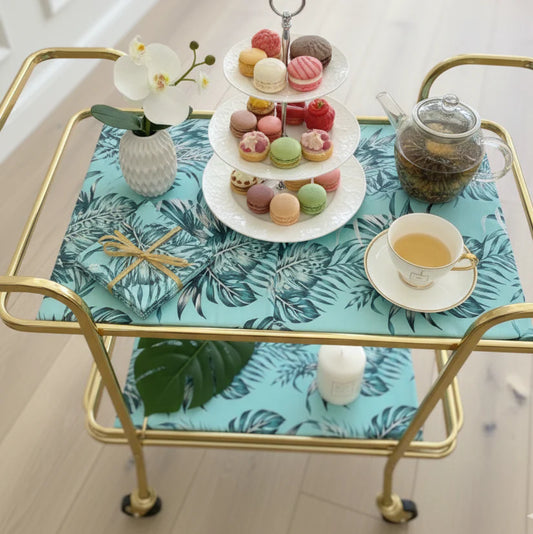 Waterproof Tea Trolley 9 Pcs Set - Palm Leaves