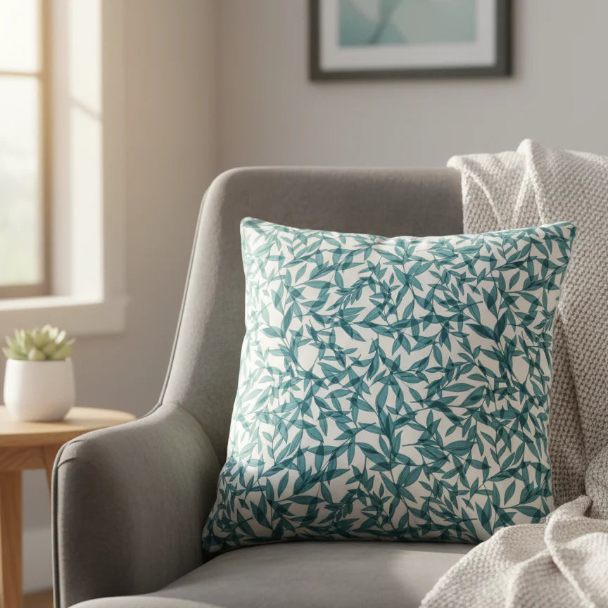 Waterproof printed Cushion Cover Green Leaf