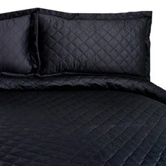 3 PCS LUXURY COTTON SATIN BEDSPREAD - BLACK - 99 Bedding Store