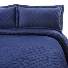 3 PCS LUXURY COTTON SATIN BEDSPREAD - NAVY - 99 Bedding Store