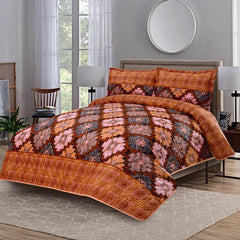 3 PCS LUXURY COTTON PRINTED BEDSPREAD - BOTENICAL FLOWRENCE - 99 Bedding Store