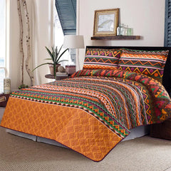 3 PCS LUXURY COTTON PRINTED BEDSPREAD - EVA ZIG ZAG - 99 Bedding Store