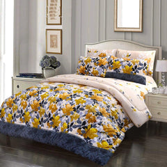 Yellow Flower Reversible Printed Comforter - 99 Bedding Store