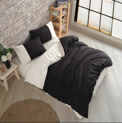 Plain Dyed Reversible Cotton Duvet Cover Set - 004 - 99 Bedding Store