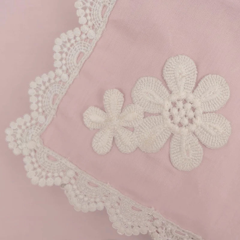 9 PCS TROLLEY MAT AND NAPKIN SET WITH LACE - PINK - 99 Bedding Store