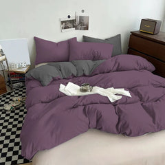 Plain Dyed Reversible Cotton Duvet Cover Sets -003 - 99 Bedding Store