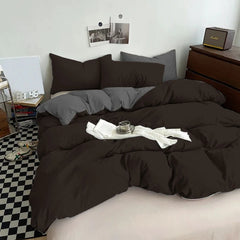 Plain Dyed Reversible Cotton Duvet Cover Sets -003 - 99 Bedding Store