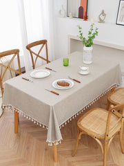 Decorative Tablecloth With Tassel - Beige - 99 Bedding Store
