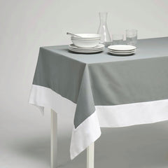 Decorative Tablecloth - Grey With White Bordered - 99 Bedding Store