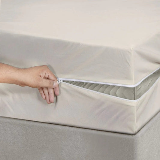 100% Cotton Zipper Mattress Cover - Creem - 99 Bedding Store