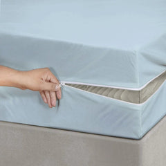 100% Cotton Zipper Mattress Cover - Sky Blue - 99 Bedding Store