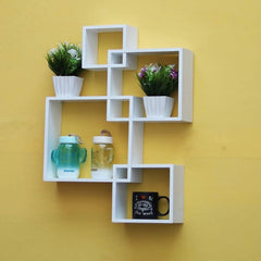 Wooden Shelf floating shelves 4 Tier White - 99 Bedding Store
