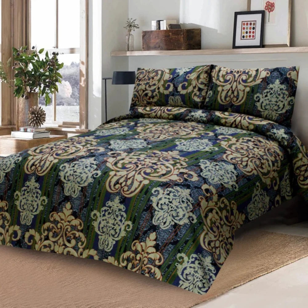 Cotton Printed Double Bed sheet Paslay Flower - 99 Bedding Store