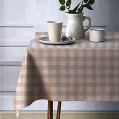 Waterproof Decorative Printed Cotton Table cover -Beige Check - 99 Bedding Store