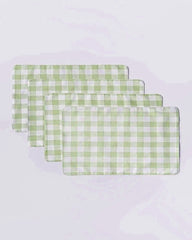 Waterproof Cotton Table Mat Set - Green Checked - 99 Bedding Store