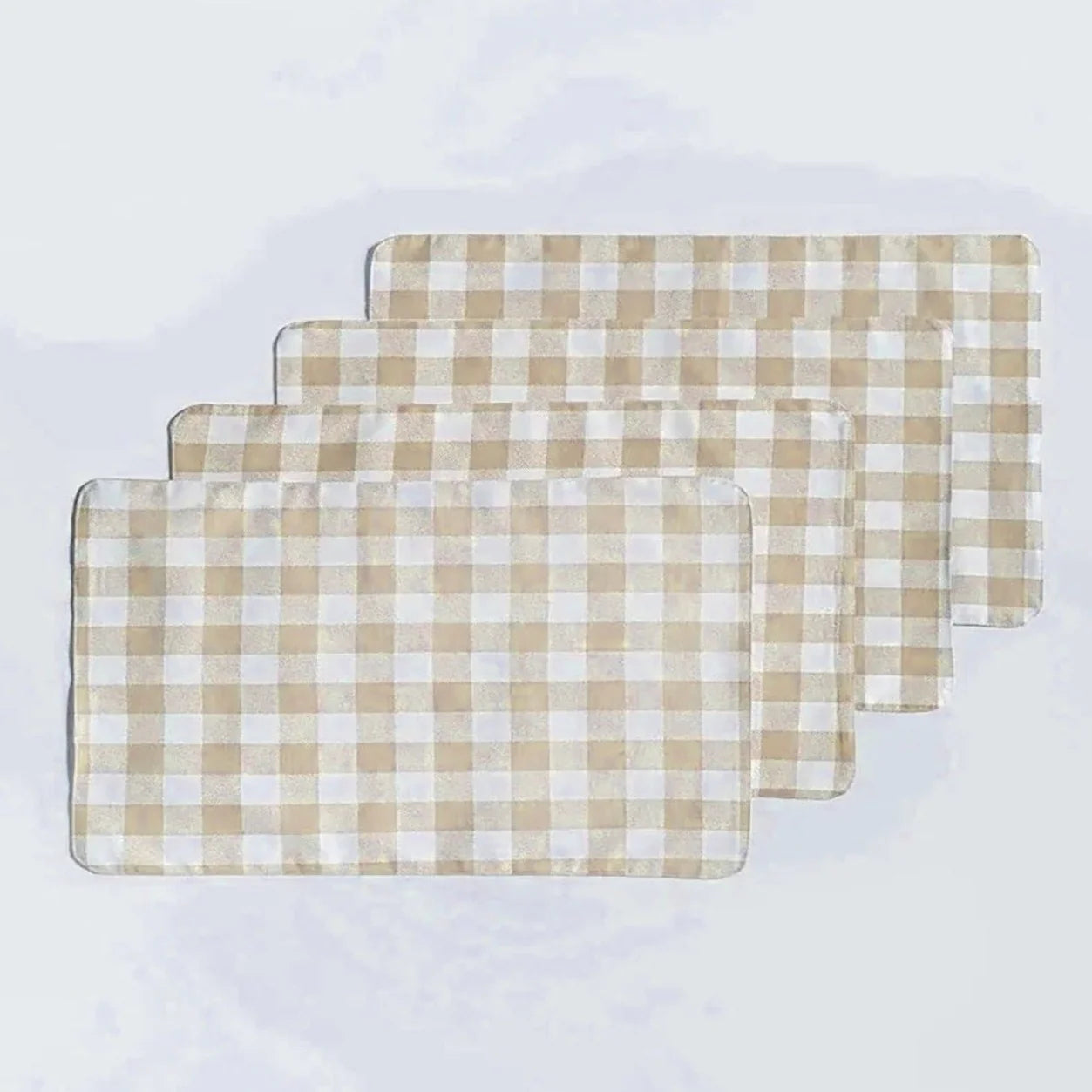 Waterproof Cotton Reversible Dinning Set - Beige checked - 99 Bedding Store