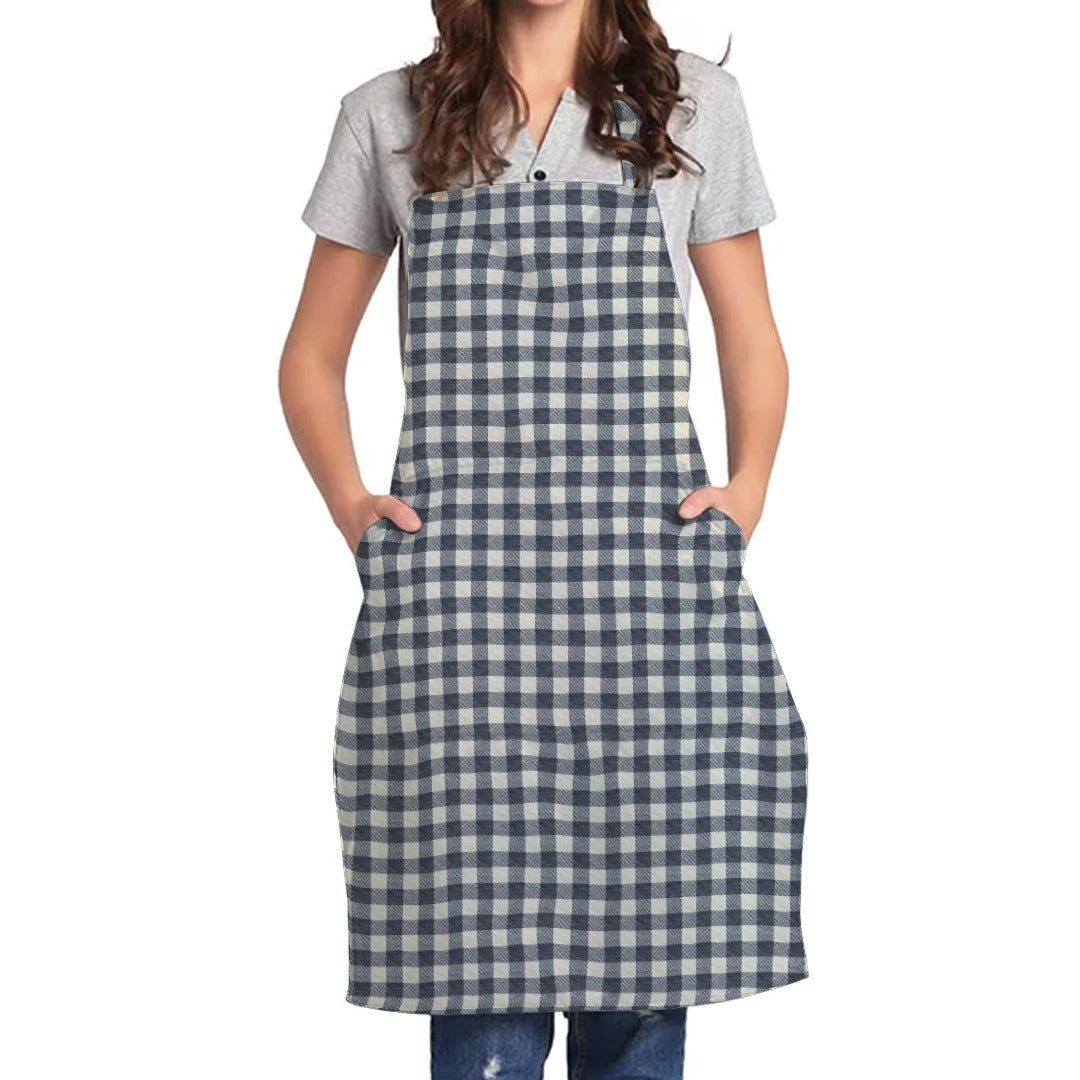 100% Cotton Waterproof Apron For Kitchen - Black Checked - 99 Bedding Store