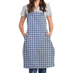 100% Cotton Waterproof Apron For Kitchen - Blue Checked - 99 Bedding Store