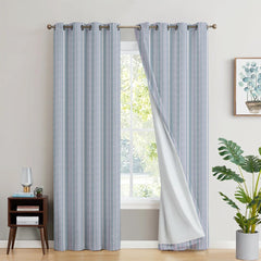 BLUE STRIP PRINTED BLACKOUT CURTAIN - 99 Bedding Store