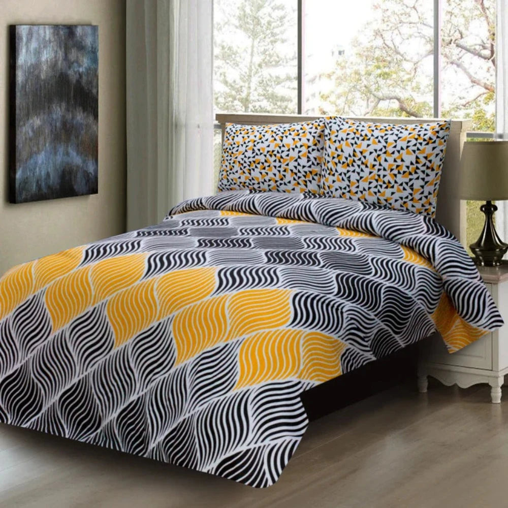 Cotton Printed Double Bed sheet Zebra Strip - 99 Bedding Store