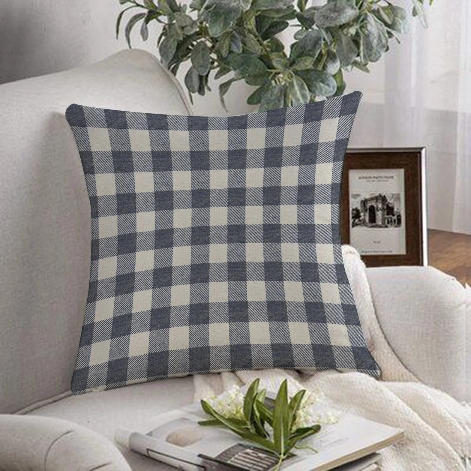 1 pc Black Checked Cushion Cover - 99 Bedding Store