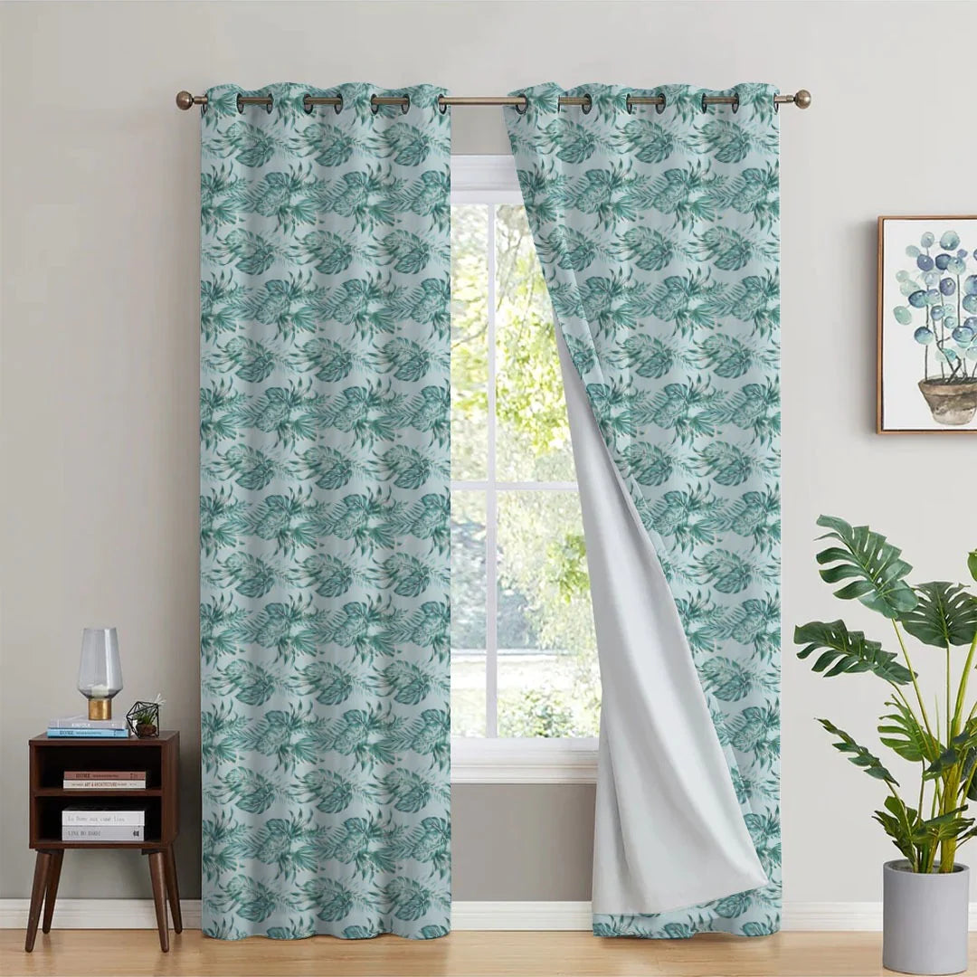 PALMLEAVES PRINTED BLACKOUT CURTAIN - 99 Bedding Store