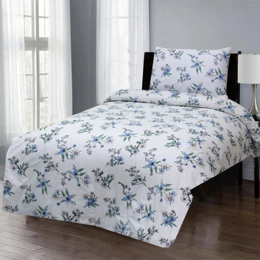 White Roses Printed Cotton Single Bed Sheet - 99 Bedding Store