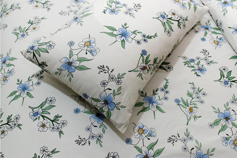 White Roses Printed Cotton Single Bed Sheet - 99 Bedding Store