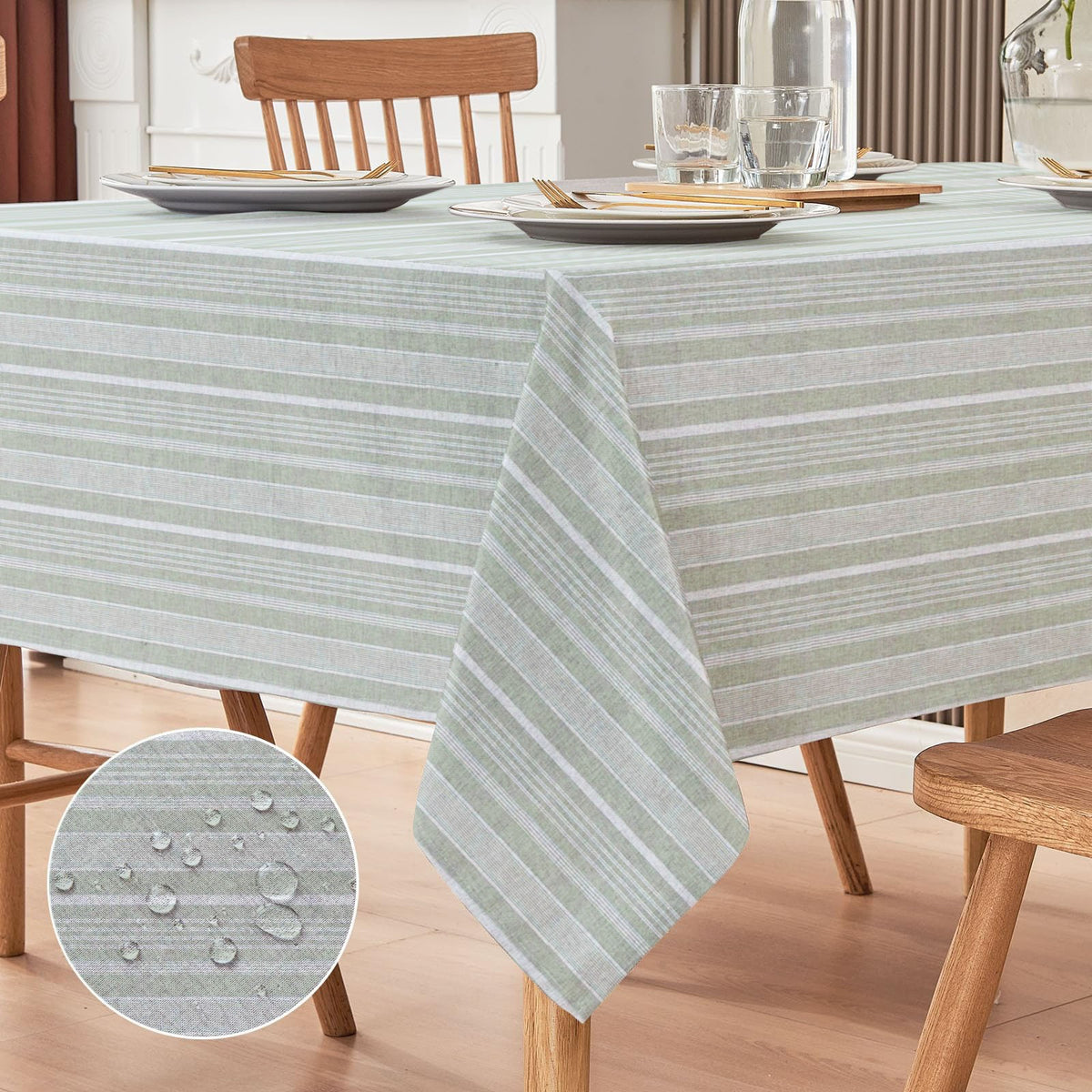 Waterproof Decorative Printed Cotton Table cover - Green Stripe - 99 Bedding Store