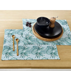 Waterproof Cotton Table Mat Set - Palm Leaves - 99 Bedding Store