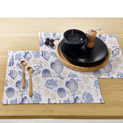 Waterproof Cotton Table Mat Set - Sea Shell - 99 Bedding Store