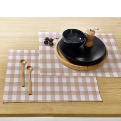 Waterproof Cotton Reversible Dinning Set - Beige checked - 99 Bedding Store