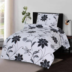 Serenity Black and White Printed Cotton Single Bed Sheet - 99 Bedding Store