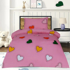 The Hearts Pink Printed Cotton Kids Single Bed Sheet - 99 Bedding Store