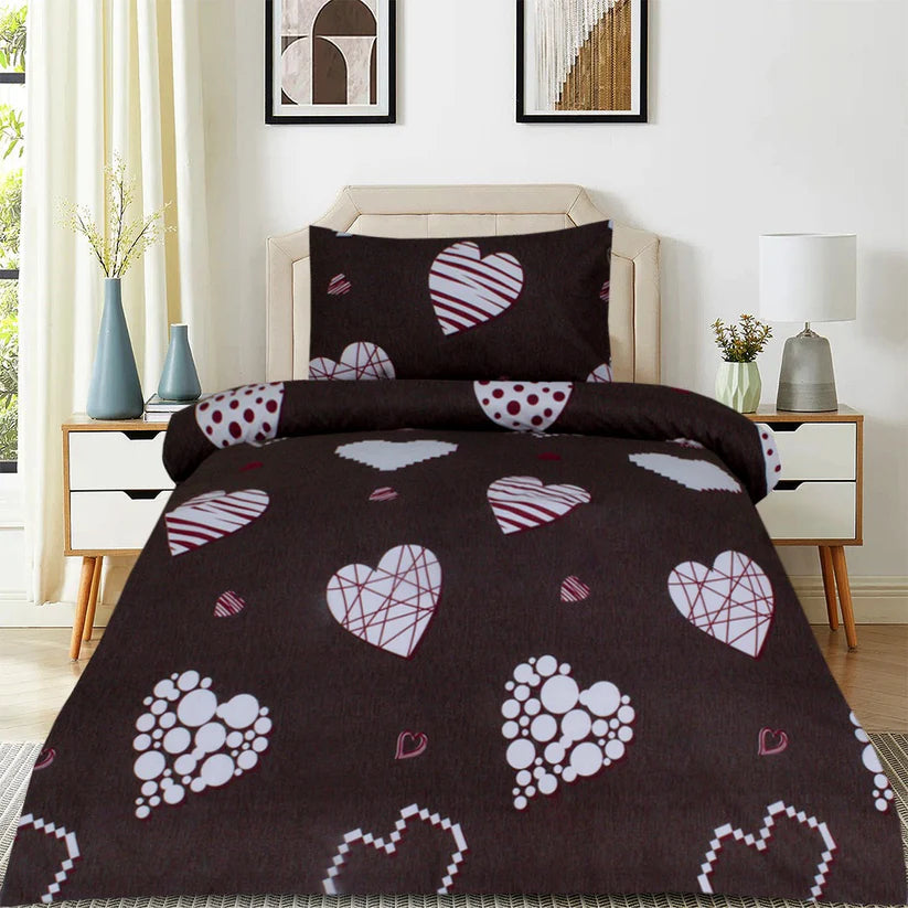 The Heart Brown Printed Cotton Kids Bed Sheet - 99 Bedding Store