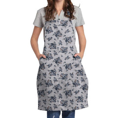 100% Cotton Waterproof Apron For Kitchen - Rose Garden Blue - 99 Bedding Store